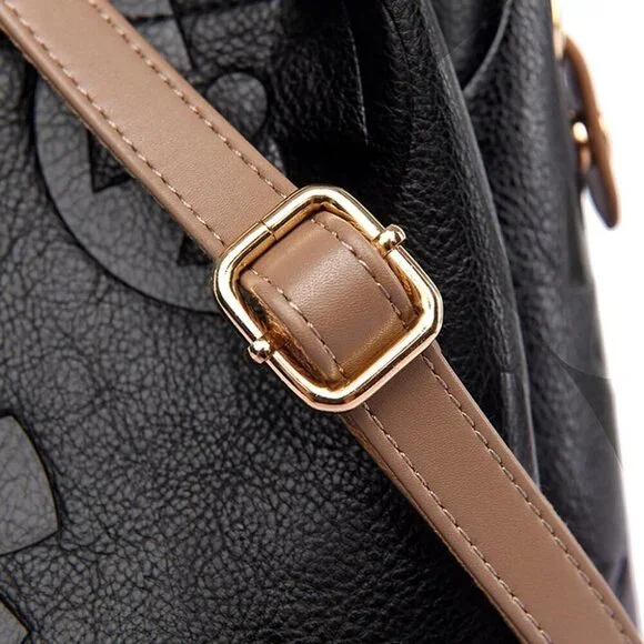 Women’s Faux Leather Bucket Bag Floral Embossed Tote Multiple Ways - Picture 9 of 9